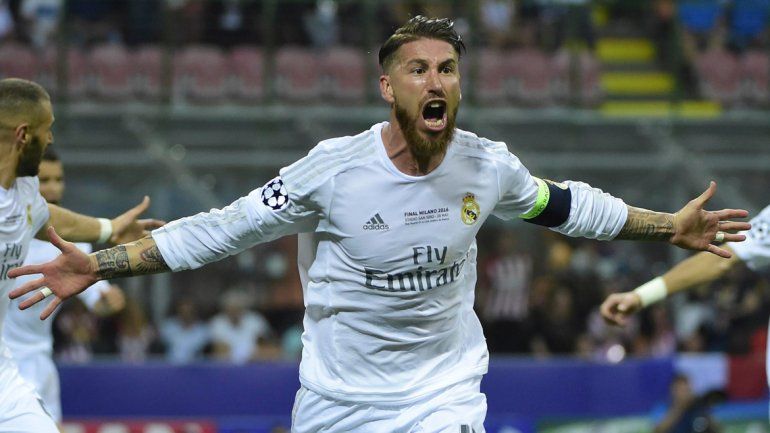 Ramos festeja el gol del triunfo parcial.