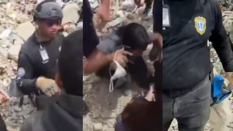Los efectivos fueron increpados por civiles del lugar. | LM Neuquen Los efectivos fueron increpados por civiles del lugar.