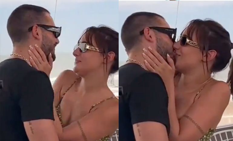 Nico Occhiato y Flor Jazmín Peña blanquearon su romance con un beso. Nico Occhiato y Flor Jazmín Peña blanquearon su romance con un beso.