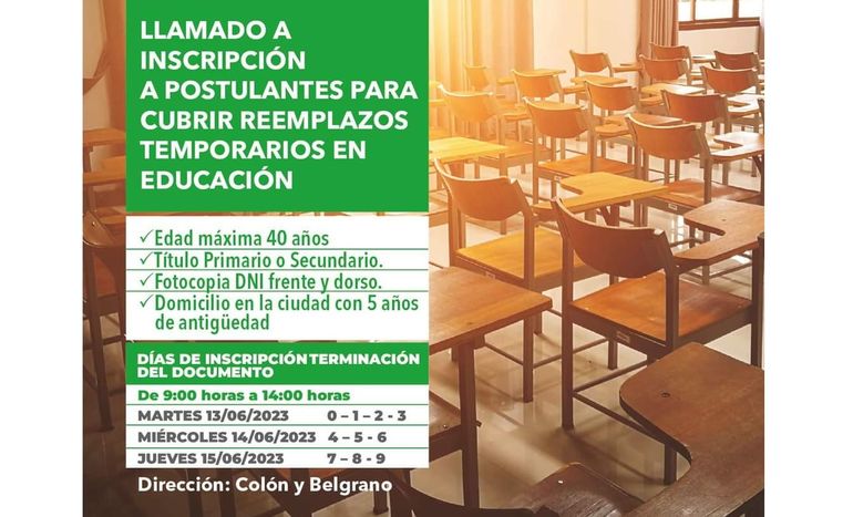 La búsqueda laboral para cubrir cargos temporarios en Educación que excluye a personas de más de 40 años.