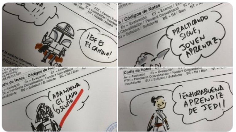 Un profesor es viral por corregir con dibujos de Star Wars
