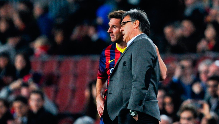 Messi y Martino en Barcelona
