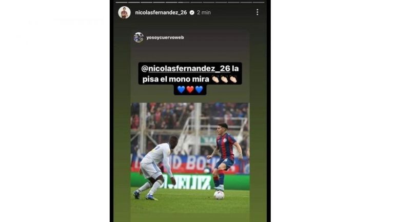 El polémico posteo racista contra Luis Advíncula que compartió Nicolás Fernández tras el triunfo de San Lorenzo ante Boca.