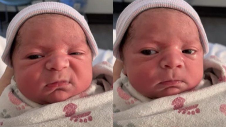 Bebé se vuelve viral por hacer gestos de desagrado al nacer