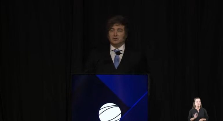 El presidente brindó un discurso en la apertura del evento de la Bolsa de Comercio.&nbsp;