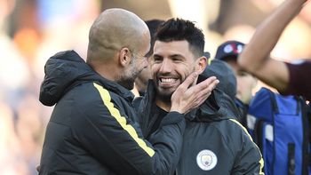 Pep Guardiola y el Kun Agüero. Pep Guardiola y el Kun Agüero.