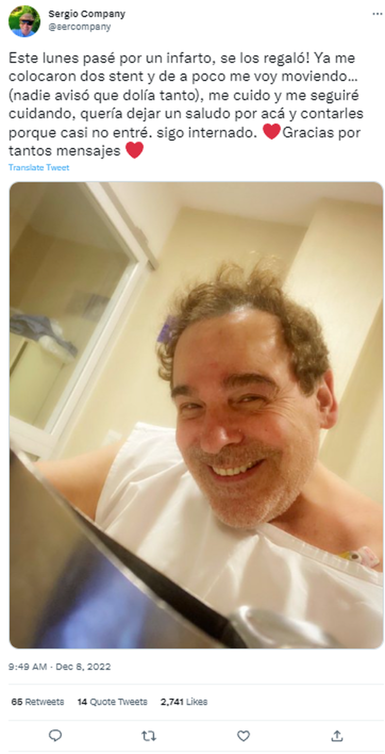 El mensaje de Twitter de Sergio Company