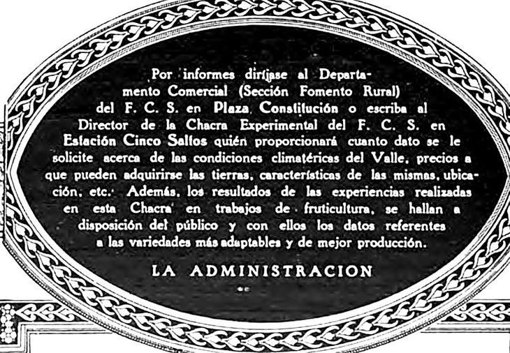 Anuncio de la Chacra Experimental. Anuncio de la Chacra Experimental.