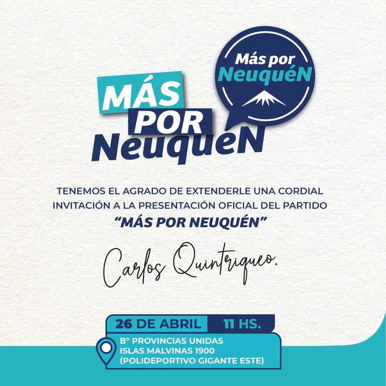 La presentación de Más por Neuquén en el Gigante del Este. Carlos Quintriqueo dijo que no fue un lanzamiento de campaña, sino del partido, y cuestionó a la jueza Carolina Pandolfi. La presentación de Más por Neuquén en el Gigante del Este. Carlos Quintriqueo dijo que no fue un lanzamiento de campaña, sino del partido, y cuestionó a la jueza Carolina Pandolfi.