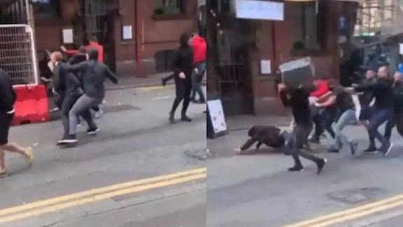 Video: feroz pelea entre hooligans del United y el Leeds