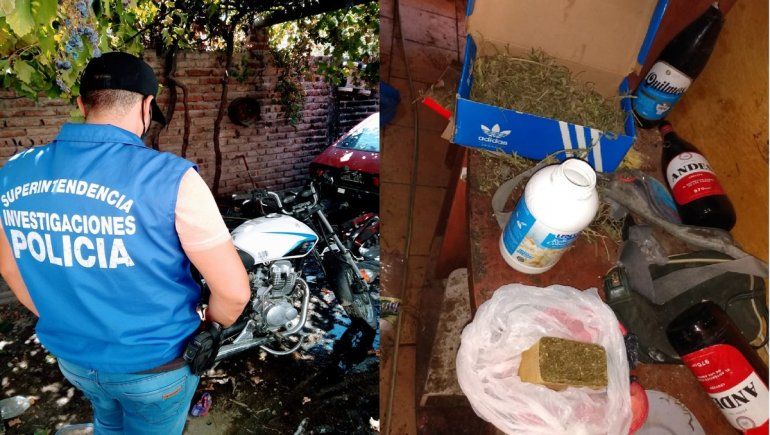 El robo a un delivery llevó a un exitoso allanamiento donde secuestraron motos, armas y droga.