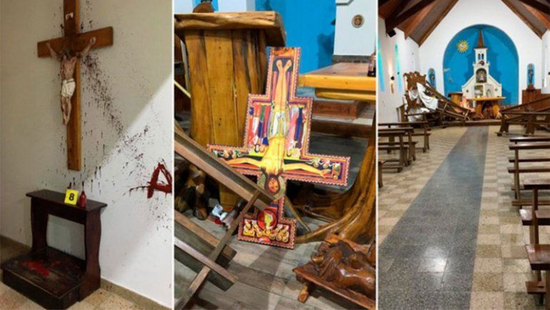 El Bolsón: así quedó la iglesia vandalizada por los mapuches