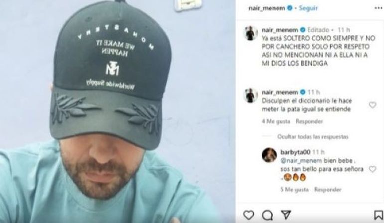 El posteo de Carlos Nair Menem donde anuncia la separación de su novia colombiana. El posteo de Carlos Nair Menem donde anuncia la separación de su novia colombiana.