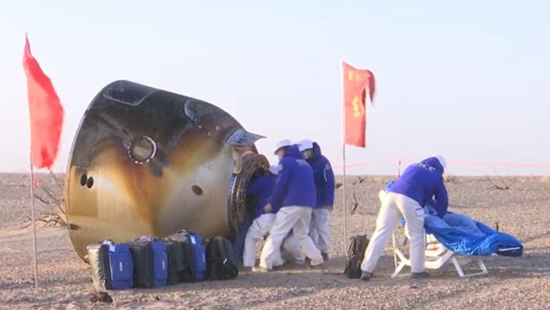 La tripulación había arribado a la estación espacial china en abril para una misión de más de seis meses.