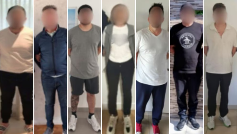Siete de los nueve detenidos. Foto: Infobae Siete de los nueve detenidos. Foto: Infobae