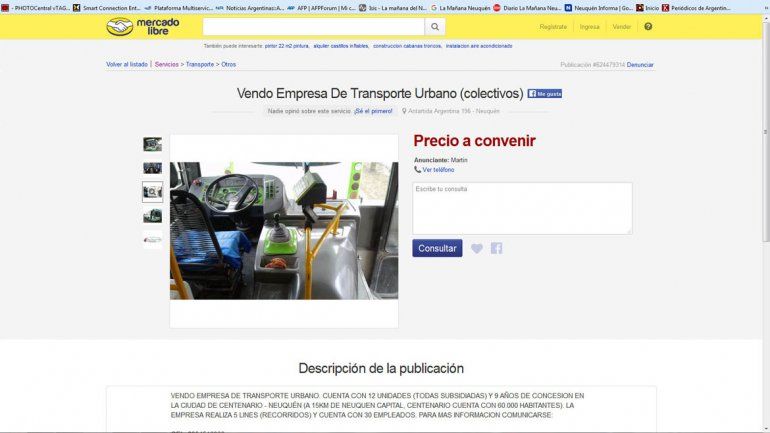 El dueño de la tradicional empresa Costa Victoria acudió a internet para que alguien se haga cargo del servicio de colectivos de Centenario. El precio: a convenir