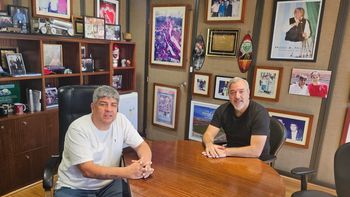 Rodolfo Aguiar y Pablo Moyano, juntos contra las medidas de Milei. Rodolfo Aguiar y Pablo Moyano, juntos contra las medidas de Milei.