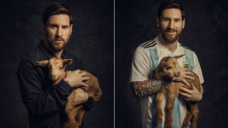 Messi presentó sus nuevos botines rodeado de cabras