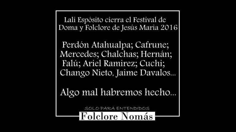 Esta es la foto que circula por las redes para pedir que Lali Espósito no esté en el festival de Jesús María.