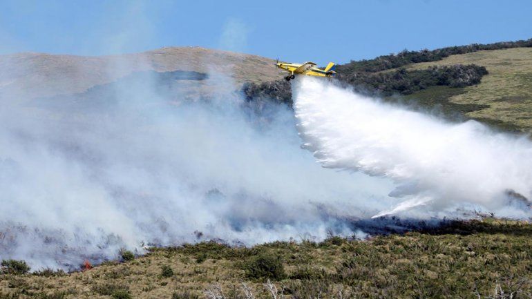 Trabajan para combatir los incendios en el Parque Nacional Lanín