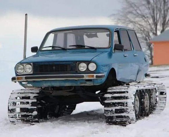 En Turquía un Renault 12 está listo para transitar sobre la nieve