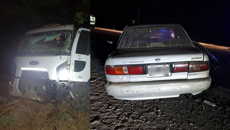 Manejaba borracho por la ruta, chocó con un camión y se salvó de milagro