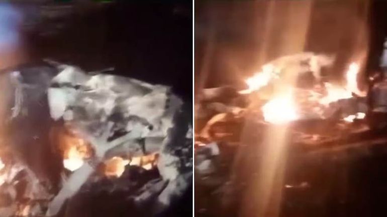 La avioneta prendida fuego. La avioneta prendida fuego.