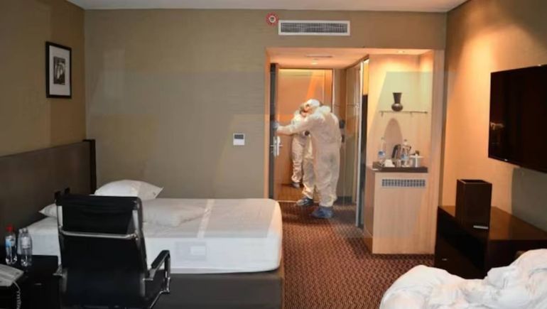 Habitación del hotel Hilton de Tucumán, donde los jugadores de Velez habrían cometido el delito de abuso sexual contra una joven. Foto: TN. Habitación del hotel Hilton de Tucumán, donde los jugadores de Velez habrían cometido el delito de abuso sexual contra una joven. Foto: TN.