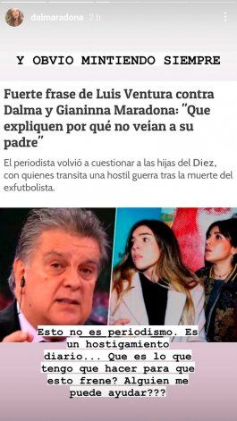 Dalma Maradona se hartó de Luis Ventura: "¿Qué tengo que hacer para que esto frene?