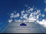 FILE PHOTO: Sign of the European Central Bank (ECB) is seen ahead of a news conference on the outcome of the Governing Council meeting, outside the ECB headquarters in Frankfurt, Germany, March 7,