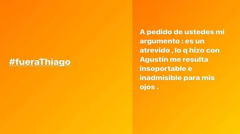 Piden eliminar a Thiago Medina de Gran Hermano
