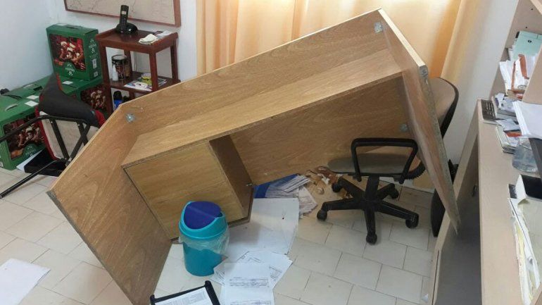 El estado en el que quedó una de las dependencias del municipio.