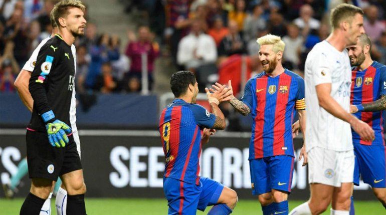 Messi tuvo un destacado papel en el partido frente a Leicester