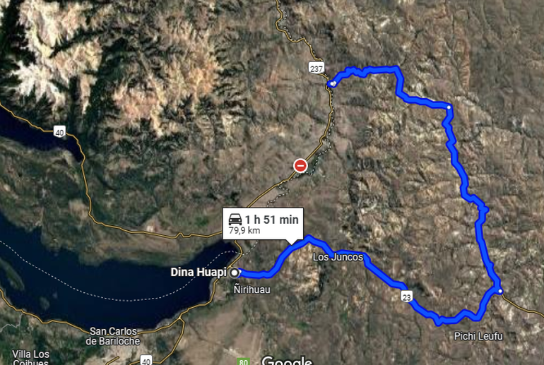 Ruta alternativa para esquivar el corte, según Google maps Ruta alternativa para esquivar el corte, según Google maps