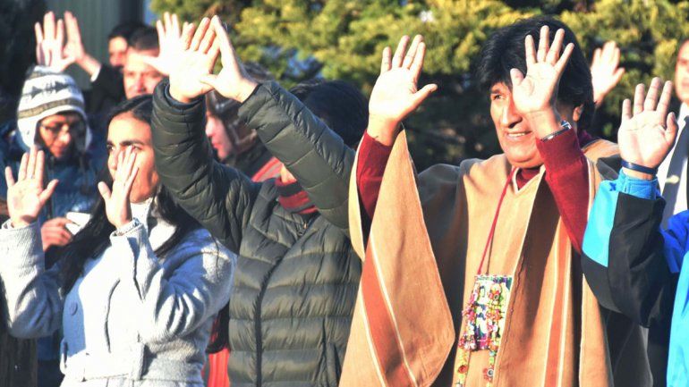 Evo Morales celebrando ayer el solsticio de invierno en Bolivia.
