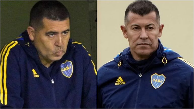 Juan Román Riquelme y Jorge Almirón