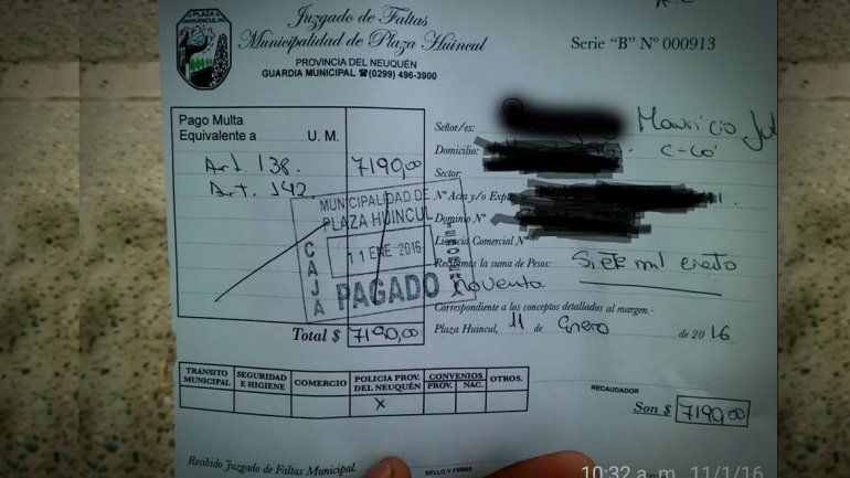 Un vecino de Plaza Huincul debió pagar casi 8 mil pesos de multa por conducir borracho.