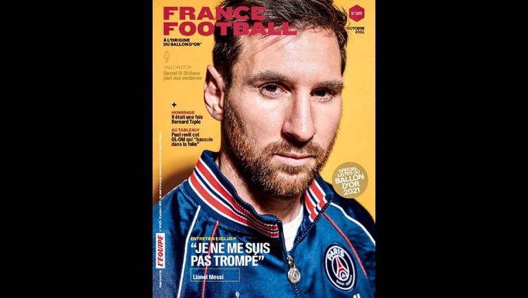 Lionel Messi en la portada de France Football. 