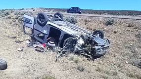 La camioneta que provocó el incidente vial en Ruta 3 sufrió graves daños.