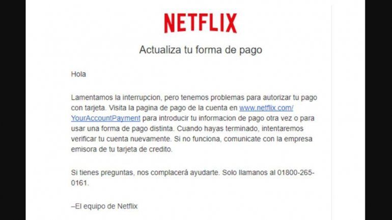 Alerta por falsos e-mails de Netflix que roban datos