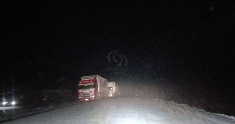 Alerta por nieve en Neuquén: 100 camiones esperan la reapertura del paso Pino Hachado