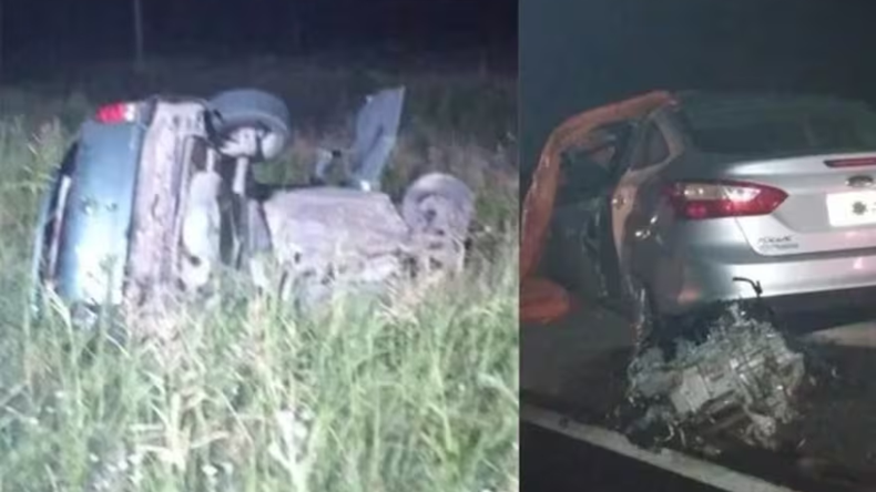 Uno de los vehículos quedó irreconocible tras el brutal accidente. | LM Neuquen Uno de los vehículos quedó irreconocible tras el brutal accidente.
