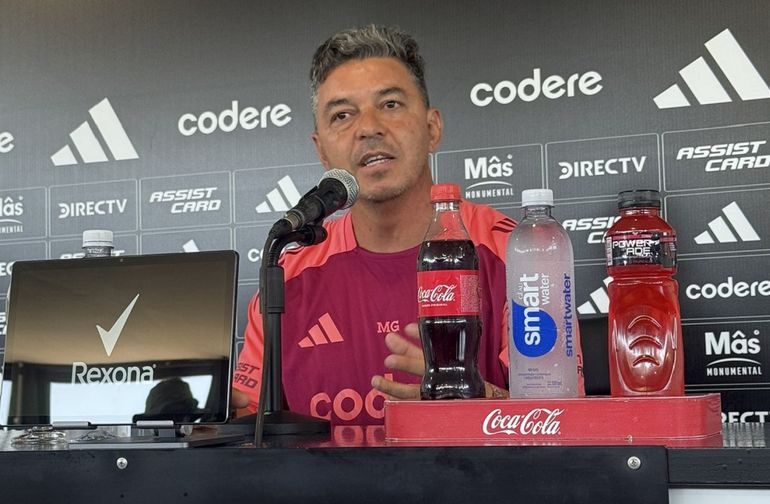 Marcelo Gallardo en la conferencia de prensa previa al próximo partido. 