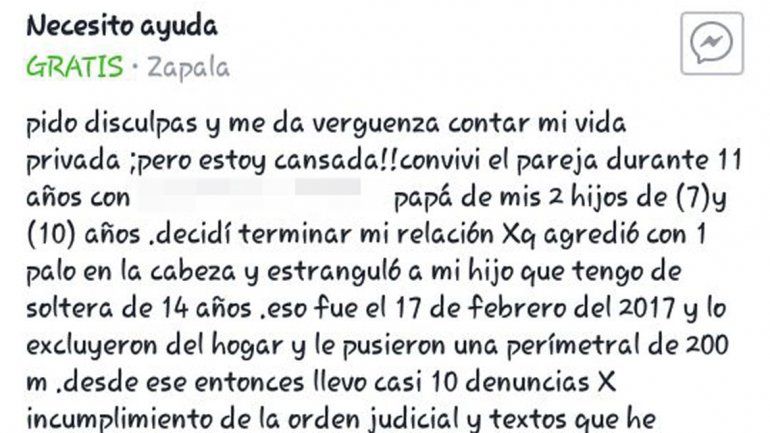 Contó su calvario en Facebook tras denunciar a su ex 12 veces
