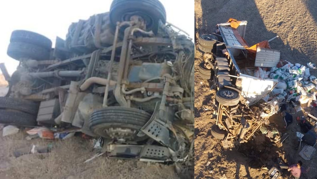 El camión quedó destruido tras caer del puente en Ruta 40
