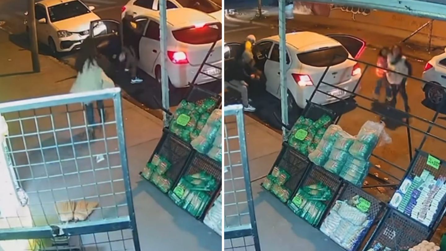 Quisieron robarle el auto con su hija adentro y ella se defendió a escobazos: video