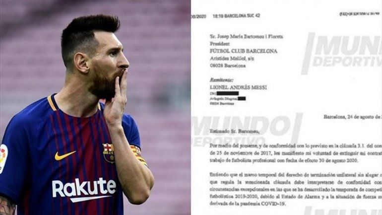 Salió a la luz el burofax que Messi le envió al Barcelona hace un año
