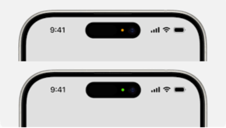 ¿Qué indican los puntos verdes y naranjas arriba de un iPhone o Android?