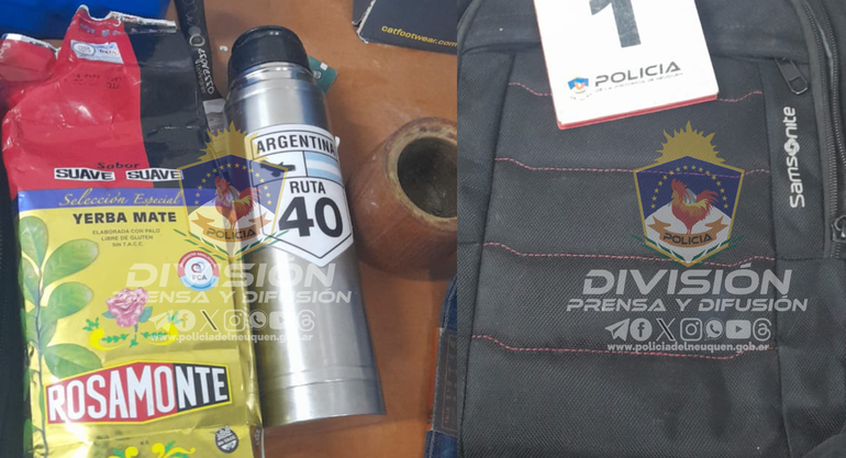 La Policía también secuestró un equipo de mate y una mochila con pertenencias, lo que fue devuelto a sus dueños. La Policía también secuestró un equipo de mate y una mochila con pertenencias, lo que fue devuelto a sus dueños.