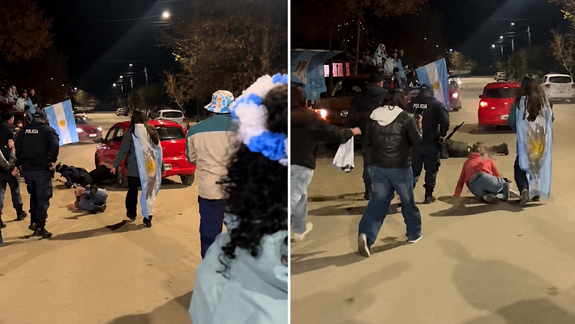 Así atropellaron a un policía durante los festejos de Argentina en Aluminé.